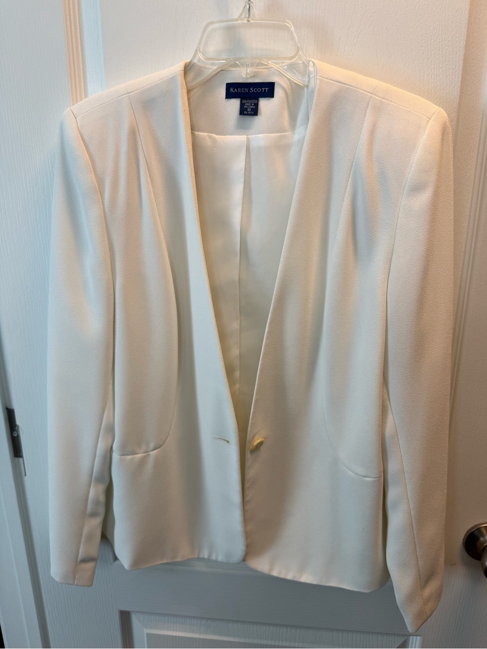 Karen Scott Ivory Open-Front Tailored Blazer